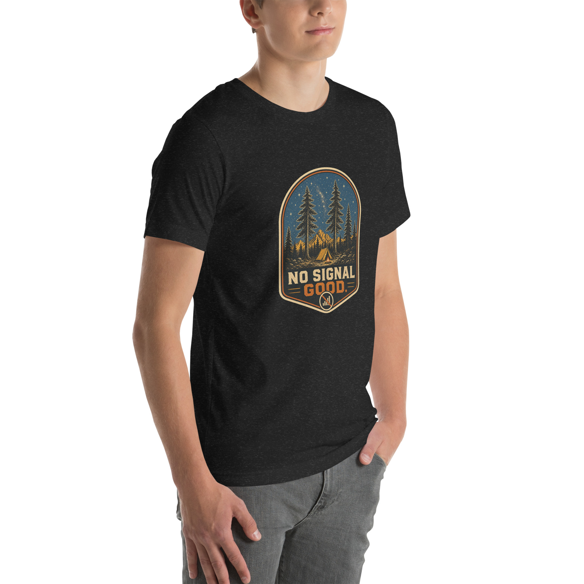 No Signal Good Men's Camping Graphic T-Shirt - Image 6