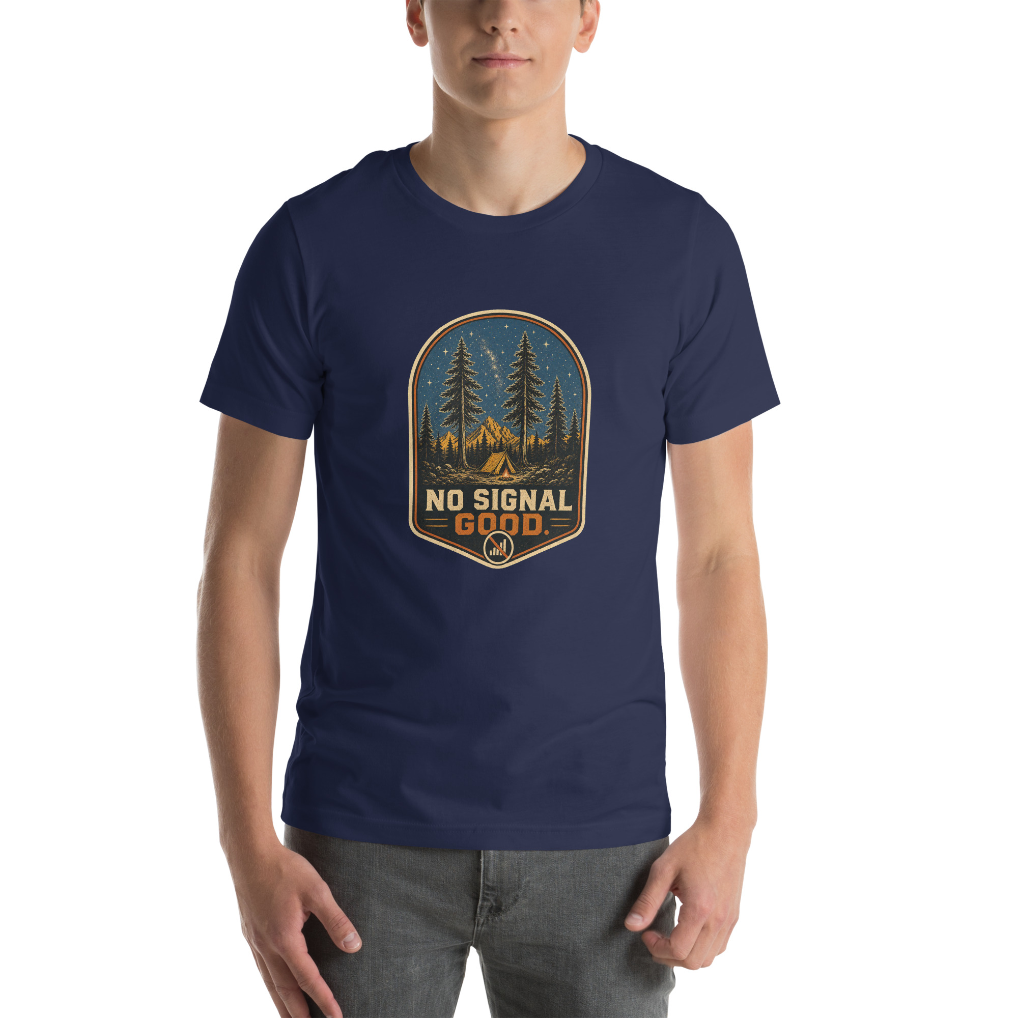 No Signal Good Men's Camping Graphic T-Shirt - Image 19