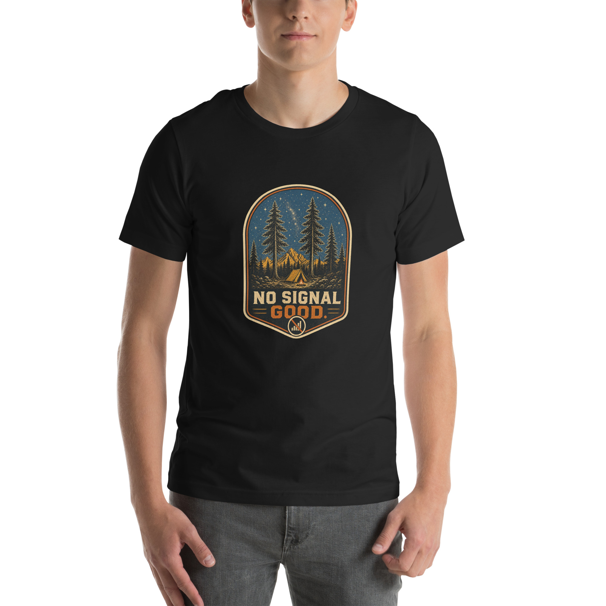 No Signal Good Men's Camping Graphic T-Shirt - Image 18